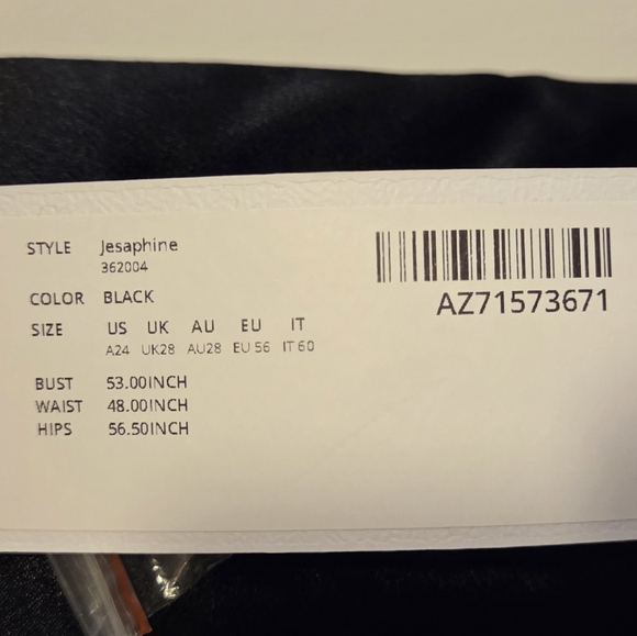 NWT Azazie Jesaphine Black Formal Bridesmaid Bow Dress Ruched Satin Size 24 - Picture 4 of 7